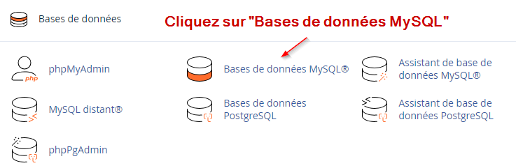Etape suppression base de données MySQL