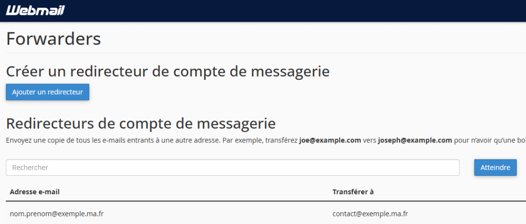 Récapitulatif création alias
