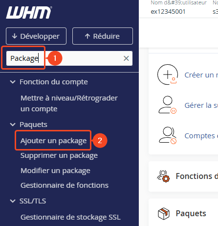 Recherche de la fonction "Ajouter un package"