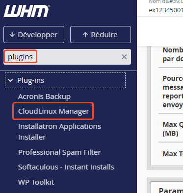 Section "Plugins" - Cloud Linux Manager