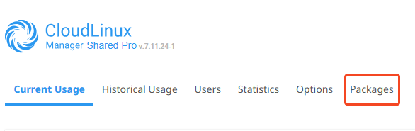 Packages dans CloudLinux Manager