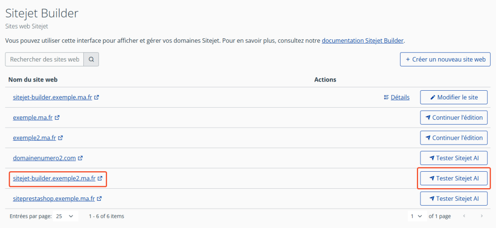 SiteJet Builder : Modèles
