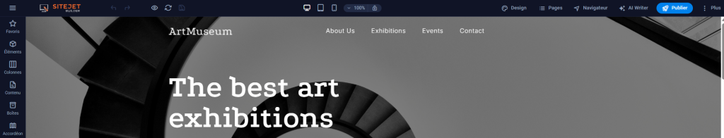 SiteJet Builder : navigation principale