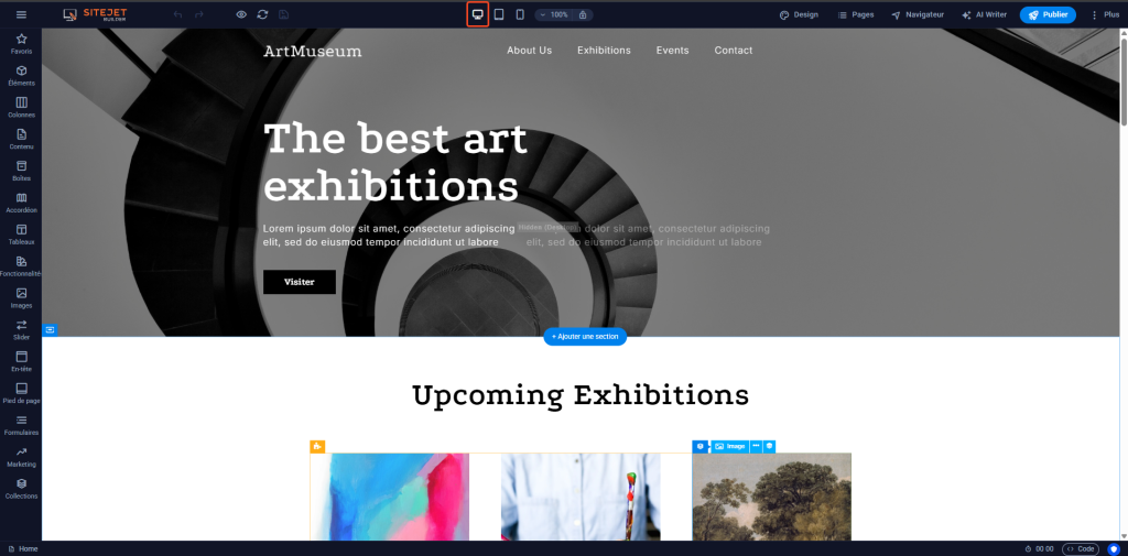 SiteJet Builder : affichage ordinateur