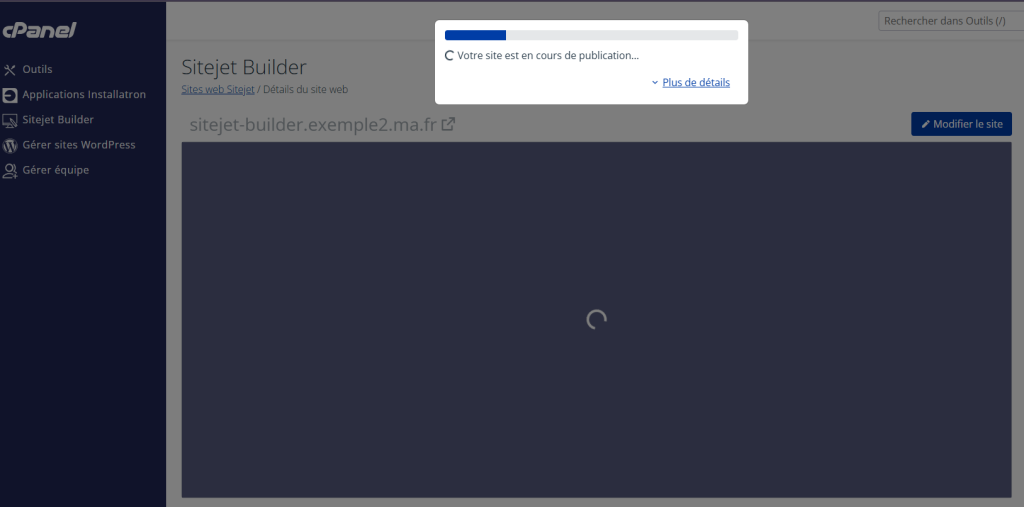 SiteJet Builder : Publier le site