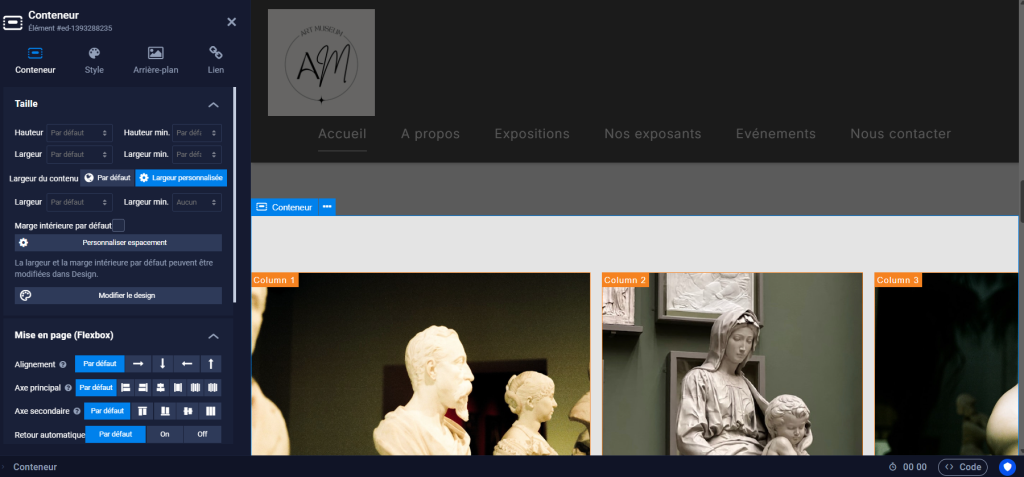 SiteJet Builder : Modèle Colonnes